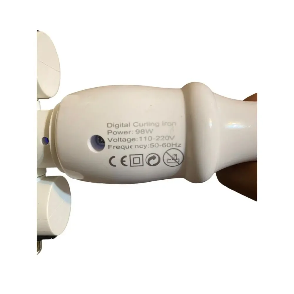 Alure Triple Barrel Ceramic Crimping Waving Wand Digital Curling Iron White